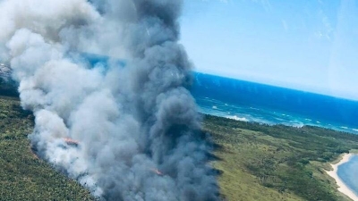 Autoridades tratan de controlar un fuego que se originó en zona forestal de Cabeza de Toro en Punta Cana RD